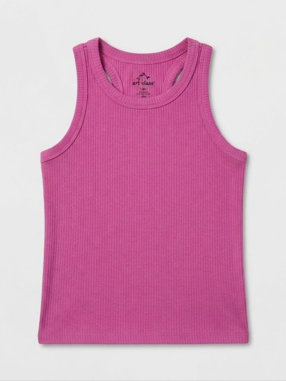 art class Girls Hot Pink Ribbed Crop Top Tank Top Size L (10/12) 16" Length